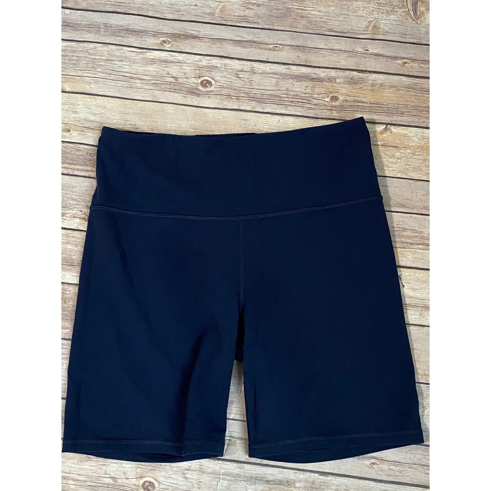 Athleta Ultra High Rise Elation 7" Short Navy Blue Biker Yoga Shorts Size L